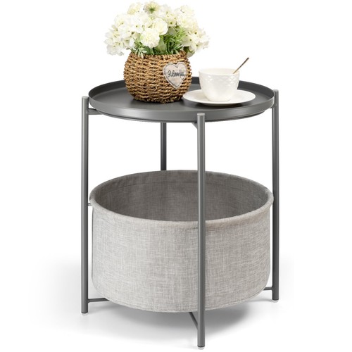 Round side table with fabric - side,